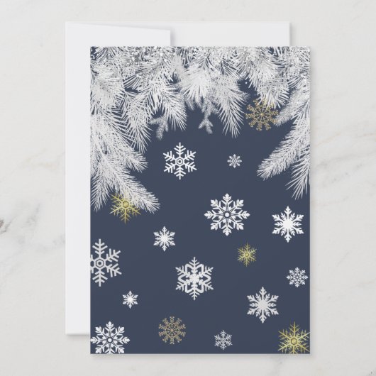 Modernes Schneeflockenpine im Winter Weihnachts-Pa Einladung (Rückseite)