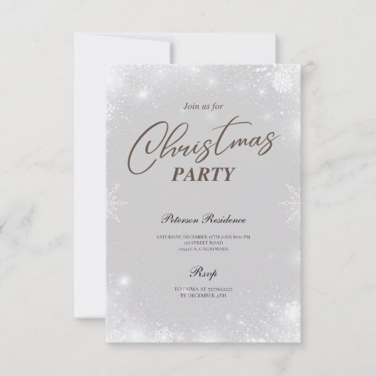 Modernes Schneeflockenpine im Winter Weihnachts-Pa Einladung (Vorderseite)