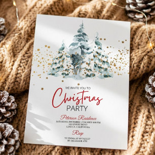 Modernes Schneeflockenpine im Winter Weihnachts-Pa Einladung