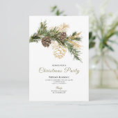 Modernes Schneeflockenpine im Winter Weihnachts-Pa Einladung (Stehend Vorderseite)