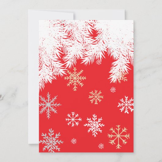 Modernes Schneeflockenpine Roter Winter Weihnachte Einladung (Rückseite)