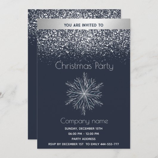 Modernes schneefreies Aquarellschneeflocken Weihna Einladung (Vorne/Hinten)