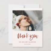 Modernes, schneerosa Hochzeitsfest Foto Dankeskarte (Vorderseite)