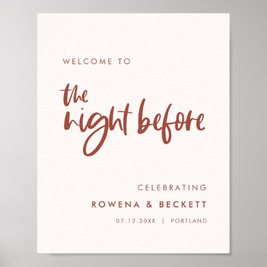 Modernes Schneerosa Willkommen in der Nacht davor Poster (Vorne)