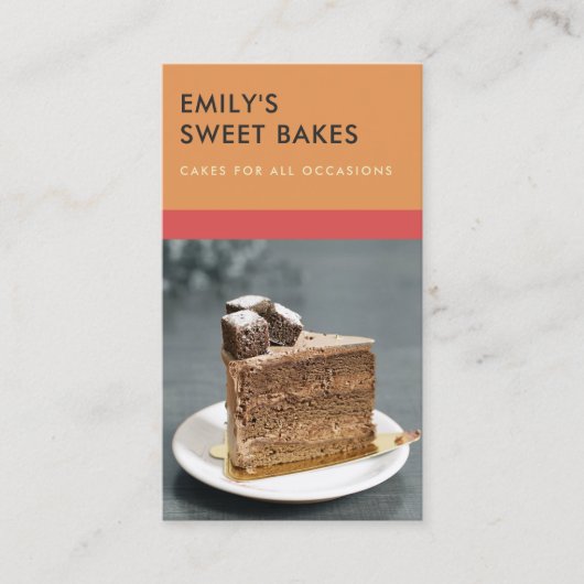 MODERNES, SCHÖNES ROTES ORANGE BAKERY KOCH FOTO VISITENKARTE (Vorderseite)