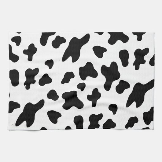 Modernes, schönes Schwarz-Weiß-Kuh Muster Geschirrtuch (Horizontal)