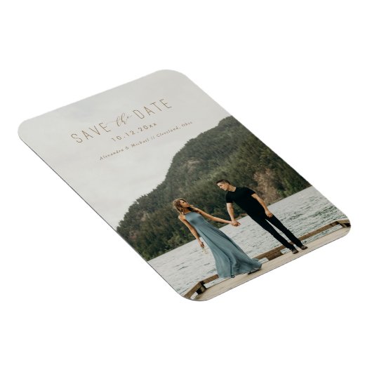 Modernes Schreiben Speichern Sie das Datum Magnet  (Rechte Seite)