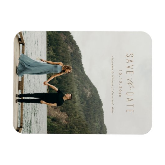 Modernes Schreiben Speichern Sie das Datum Magnet (Horizontal)