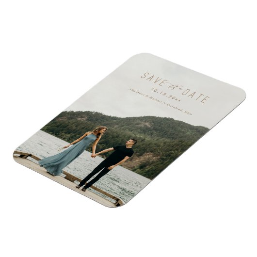 Modernes Schreiben Speichern Sie das Datum Magnet  (Linke Seite)