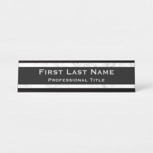 Modernes Schreibtisch mit Name Plate Marble Grau & Schreibtischnamensplakette