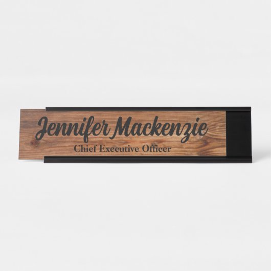 Modernes Schreibtisch Name Plate Holz Grain Rustik Schreibtischnamensplakette (Vorderseite )