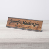 Modernes Schreibtisch Name Plate Holz Grain Rustik Schreibtischnamensplakette (Vorderseite )