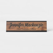 Modernes Schreibtisch Name Plate Holz Grain Rustik Schreibtischnamensplakette (Vorderseite )