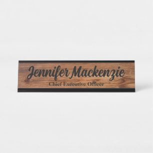Modernes Schreibtisch Name Plate Holz Grain Rustik Schreibtischnamensplakette
