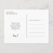 Modernes Schriftart Abschluss Foto Postkarte (Rückseite)