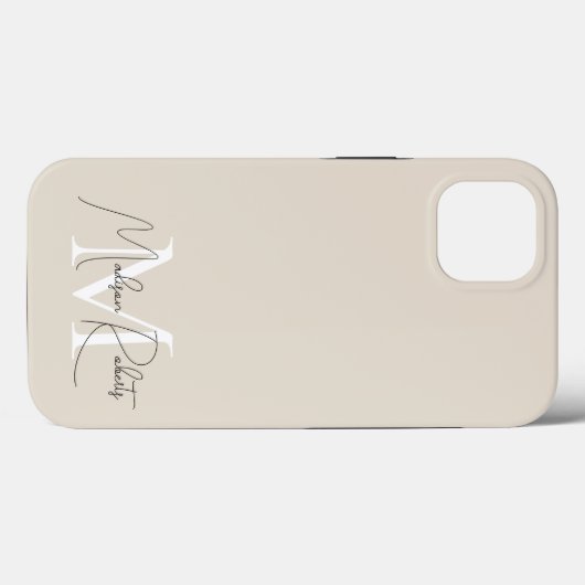 Modernes Schriftzeichen mit Monogramm, Beige Case-Mate iPhone Hülle (Rückseite (Horizontal))