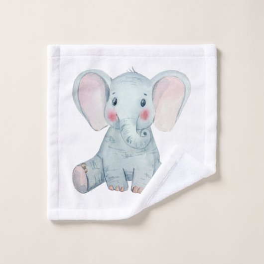 Modernes Schriftzeichen-Monogramm-süße Tier-Elefan Badhandtuch Set (Waschlappen)