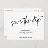 modernes Schriftzeichen Save the Date Postkarte (Vorne/Hinten)
