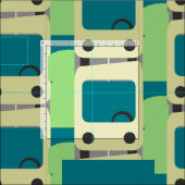 Modernes Schulbusmodell Stoff (Kachel)