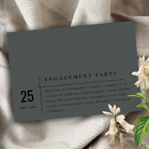 Modernes Schwarz auf der Verlobung der Schwarztypo Einladung