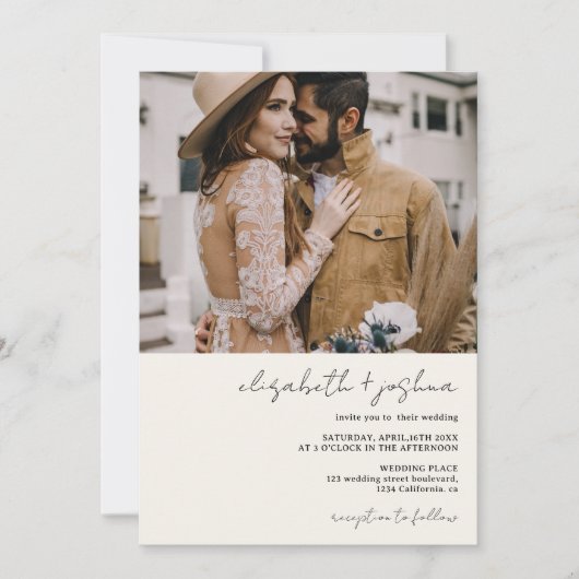 Modernes Schwarz-Beige 4 Foto Qr Einladung (Vorderseite)