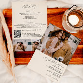 Modernes Schwarz-Beige 4 Foto Qr Einladung