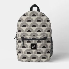 Modernes Schwarz/Beige Sunset Abstrakt Art Monogra Bedruckter Rucksack