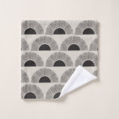 Modernes Schwarz & Beige Sunset Abstrakt Art Muste Badhandtuch Set (Waschlappen)