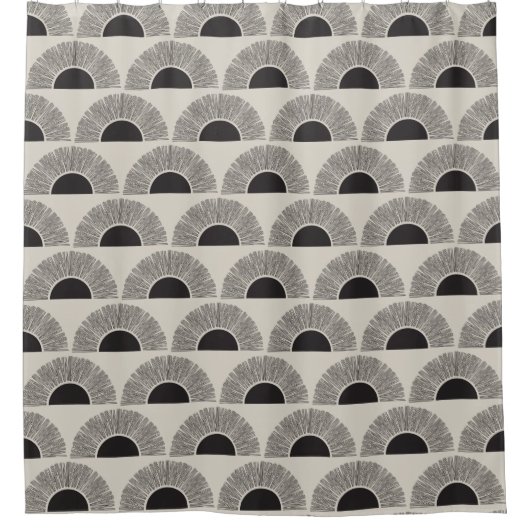 Modernes Schwarz & Beige Sunset Abstrakt Art Muste Duschvorhang (Vorderseite)