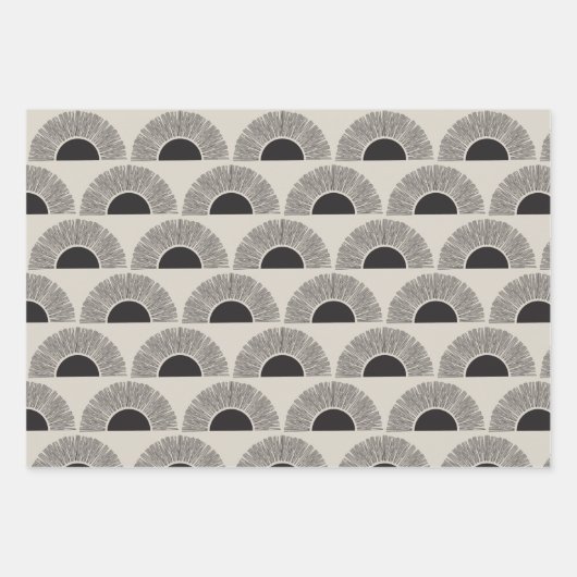 Modernes Schwarz & Beige Sunset Abstrakt Art Muste Geschenkpapier Set (Vorderseite)