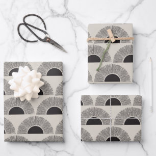 Modernes Schwarz & Beige Sunset Abstrakt Art Muste Geschenkpapier Set