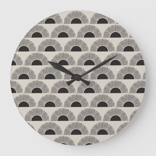 Modernes Schwarz & Beige Sunset Abstrakt Art Muste Große Wanduhr (Vorderseite)