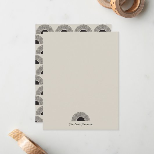 Modernes Schwarz & Beige Sunset Abstrakt Art Muste Mitteilungskarte (Vorderseite/Rückseite Beispiel)