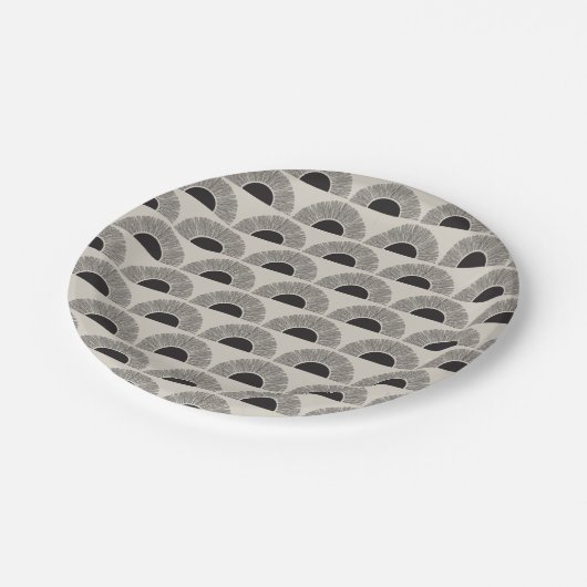 Modernes Schwarz & Beige Sunset Abstrakt Art Muste Pappteller (Schrägansicht)
