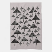 Modernes Schwarz-Beige Weihnachtsbaummuster Geschirrtuch (Vertikal)