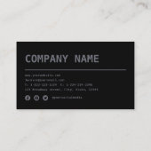 Modernes Schwarz beruflich Visitenkarte (Rückseite)