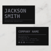 Modernes Schwarz beruflich Visitenkarte (Vorne/Hinten)