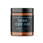 Modernes, schwarz-blau-graues Texcosmetics-Marke Wasserflaschenetikett