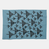 Modernes Schwarz-Blau-Weihnachtsbaummuster Geschirrtuch (Horizontal)