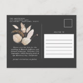 Modernes, schwarz-botanisches, elegantes Pampasgra Ankündigungspostkarte (Rückseite)