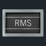 Modernes Schwarz-Bürstenmetall-Look Streifen Monog Rechteckige Gürtelschnalle<br><div class="desc">Drei große,  weiße Buchstaben bilden den Darstellungstext,  den Sie durch das entsprechende Monogramm ersetzen können. Die Initialen sind auf schwarzem Hintergrund. Das gebürstete Metall,  das die Streifen bildet,  ist ein künstlerisches Rendering.</div>