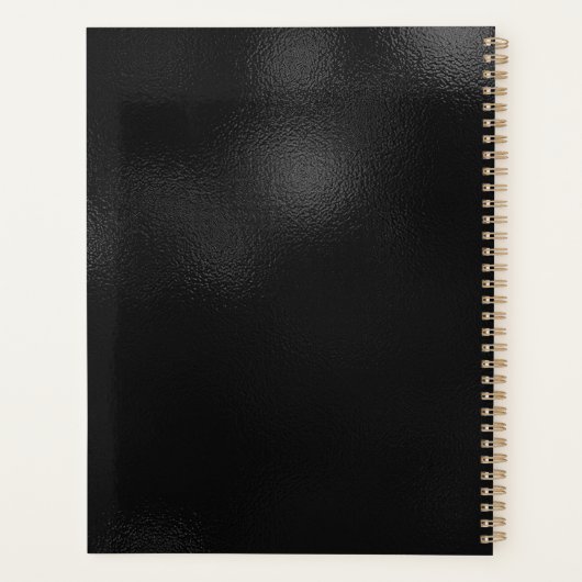 Modernes Schwarz-Bürstenmetall-Monogramm Planer (Rückseite)