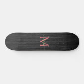 Modernes Schwarz-Bürstenmetall-Rose-Monogramm  Skateboard (Horizontal)