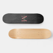 Modernes Schwarz-Bürstenmetall-Rose-Monogramm  Skateboard (Horizontal)