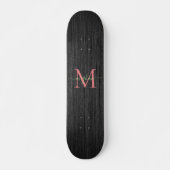 Modernes Schwarz-Bürstenmetall-Rose-Monogramm  Skateboard (Vorne)