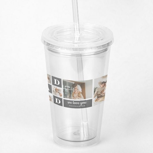 Modernes Schwarz | Collage Foto | Vater Bestes Ges Acryltrinkbecher