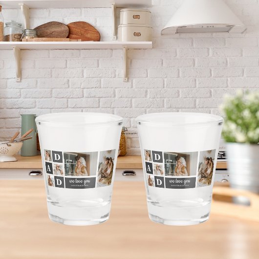 Modernes Schwarz | Collage Foto | Vater Bestes Ges Schnapsglas