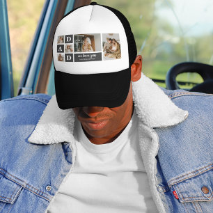 Modernes Schwarz   Collage Foto   Vater Bestes Ges Truckerkappe