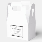 Modernes Schwarz Custom Wedding Welcome Gable Geschenkschachtel (Geöffnet)