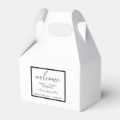 Modernes Schwarz Custom Wedding Welcome Gable Geschenkschachtel (Vorderseite)